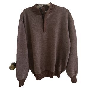 EUC Peter Millar Sweater Tan  Brown 1/4 Zip Pullover 100% Merino Wool Mens M